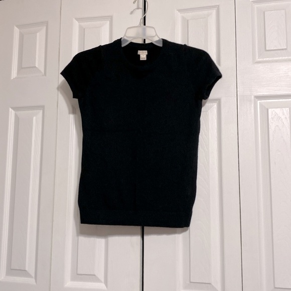 J Crew wool blend black shirt sleeve crewneck sweater size XSMALL - Picture 1 of 8